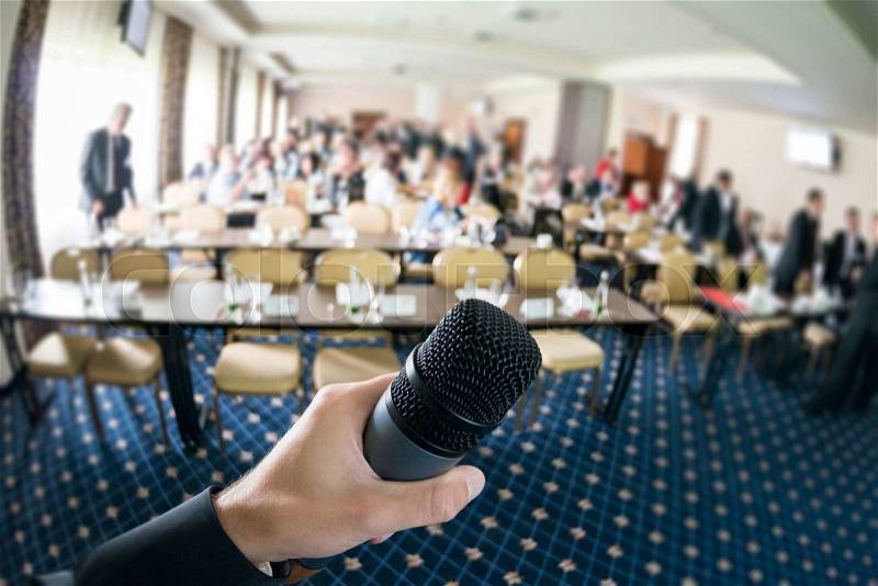 Indoor business conference for managers, stock photo