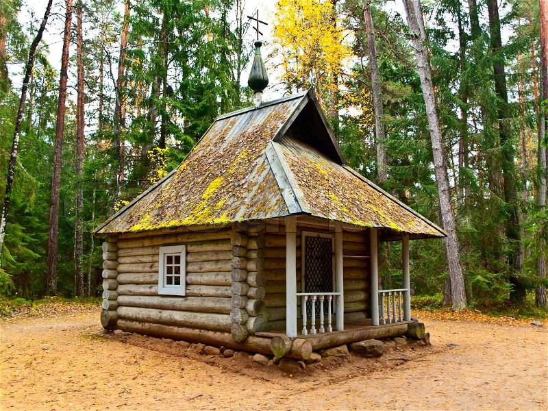 Old architectured house in forest, stock photo
