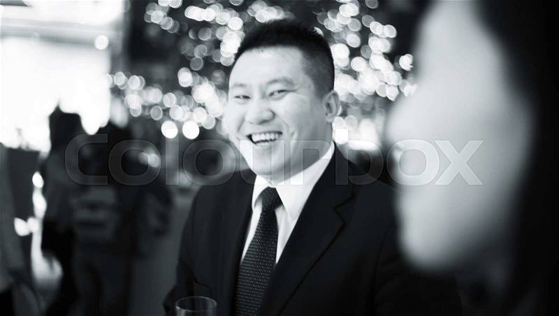 Chinese wedding male guests in China marriage party, stock photo