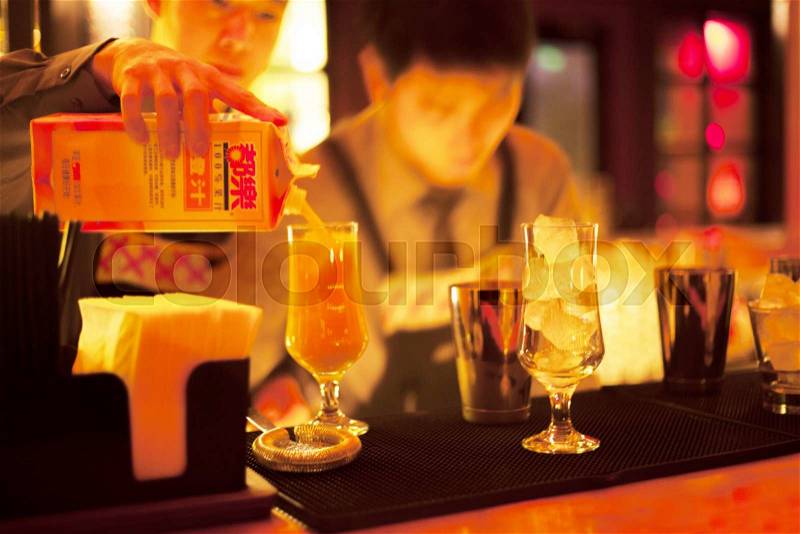 Wedding reception Chinese marriage event party drinks night time photo in nightclub bar, stock photo
