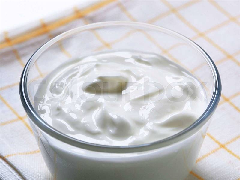 Bowl of smooth white cream, stock photo