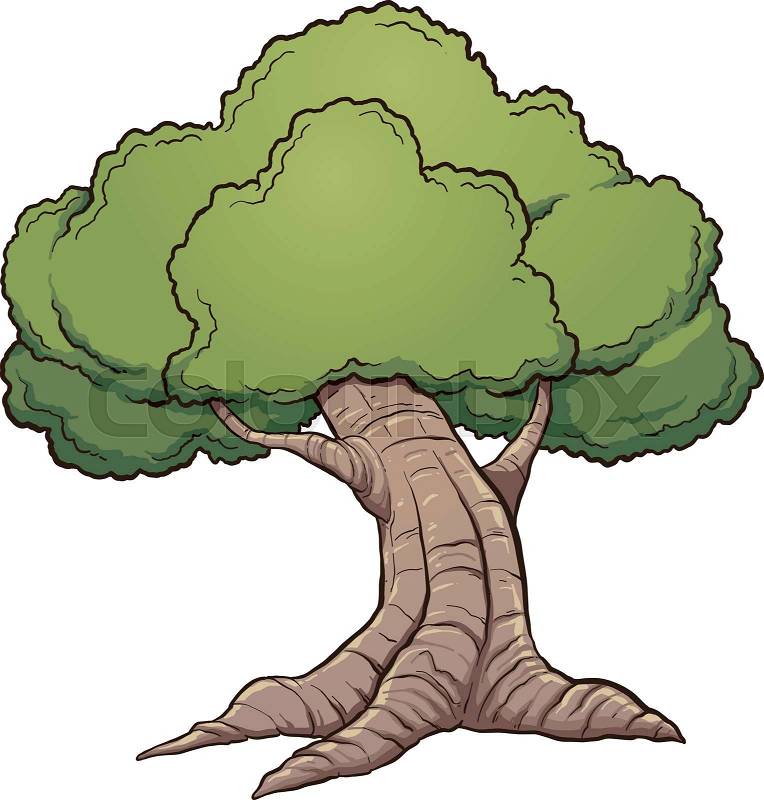Cartoon oak tree. Vector clip art ... | Stock Vector ...