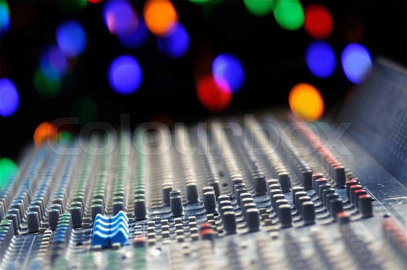 Sound mixer useful for various music and sound themes, stock photo