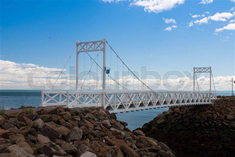 The white bridge on the St.Lawrence river, Malbaie,Quebec, Canada, stock photo