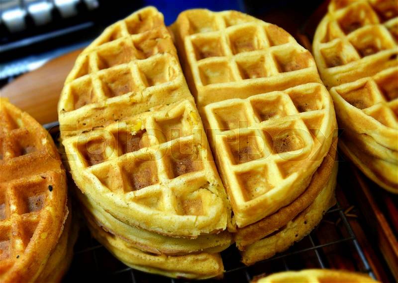 Thai waffles soft and hot for sale at the shop, stock photo