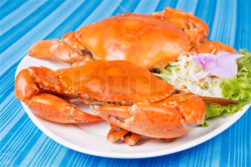 Hot Steam Big Crab in seafood restuarant of Thailand, stock photo