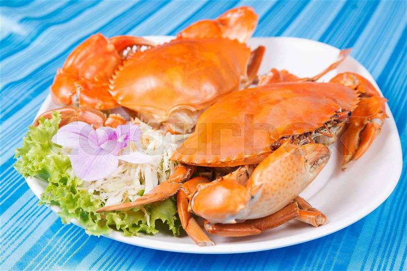 Hot Steam Big Crab in seafood restuarant of Thailand, stock photo