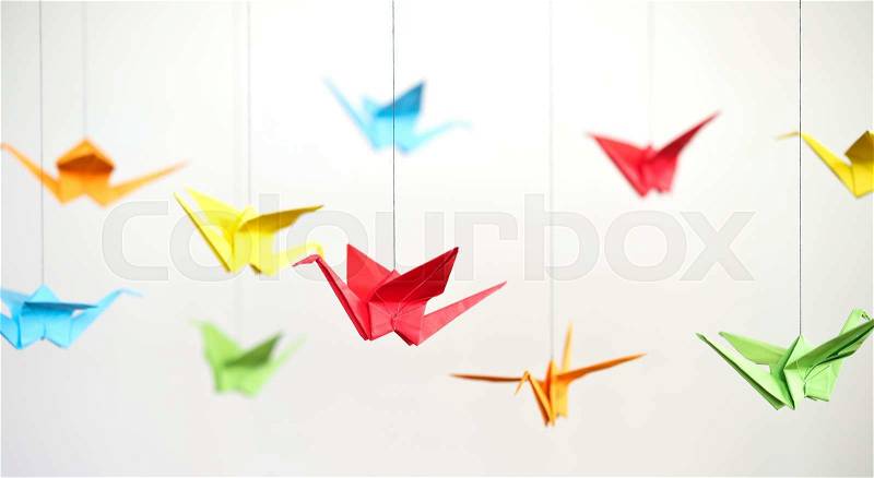 Origami birds, stock photo