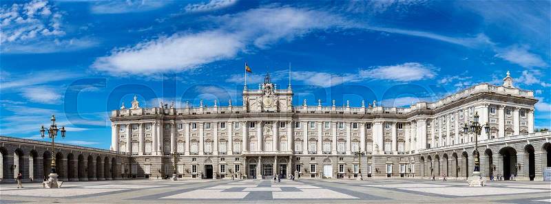 Royal Palace in Madrid in a beautiful summer day, Spain, stock photo