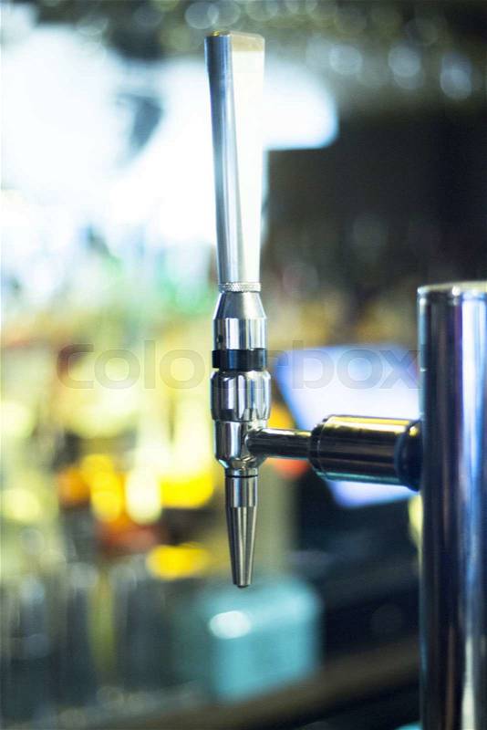 Lager draft beer pump in British pub bar wedding party reception in England, stock photo