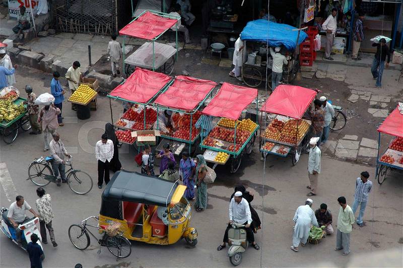 Street mobile shops old city hyderabad, stock photo