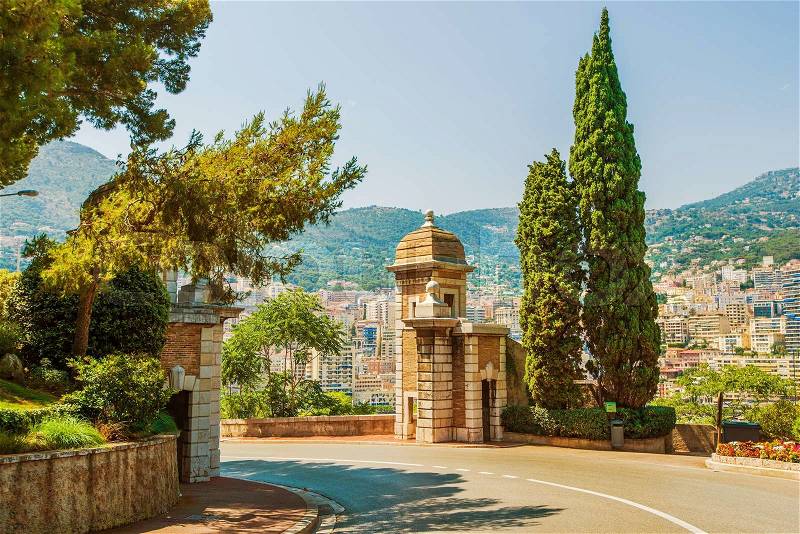 Monte Carlo Park Gate. Monaco Architecture. Europe, stock photo