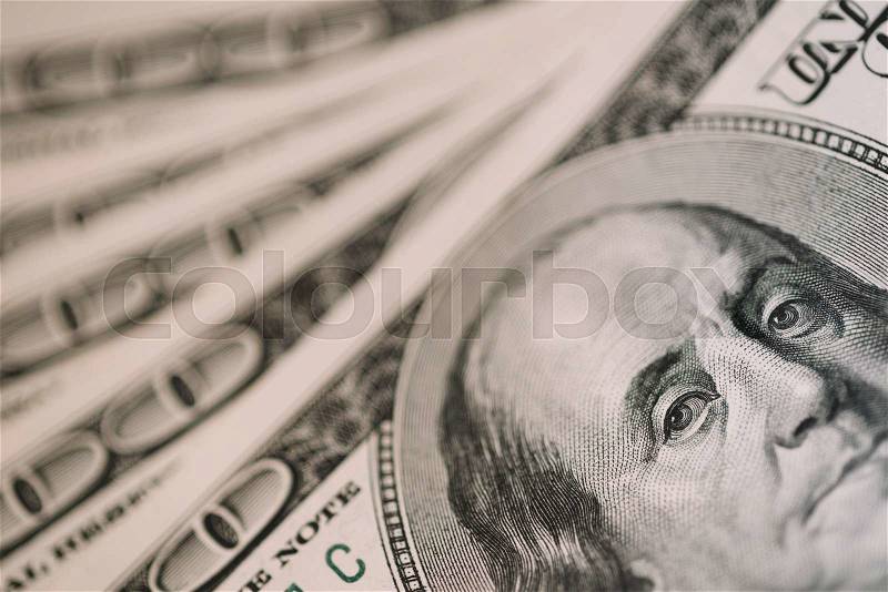 Close Up Of One Hundred Dollar Bills, stock photo