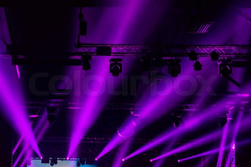 Disco lights at nightclub. Party background. Selective focus, stock photo