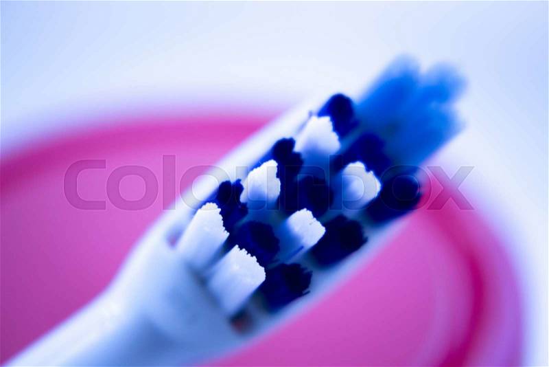 Electric dental toothbrush head for teeth cleaning, plaque removal and dental hygiene photo, stock photo