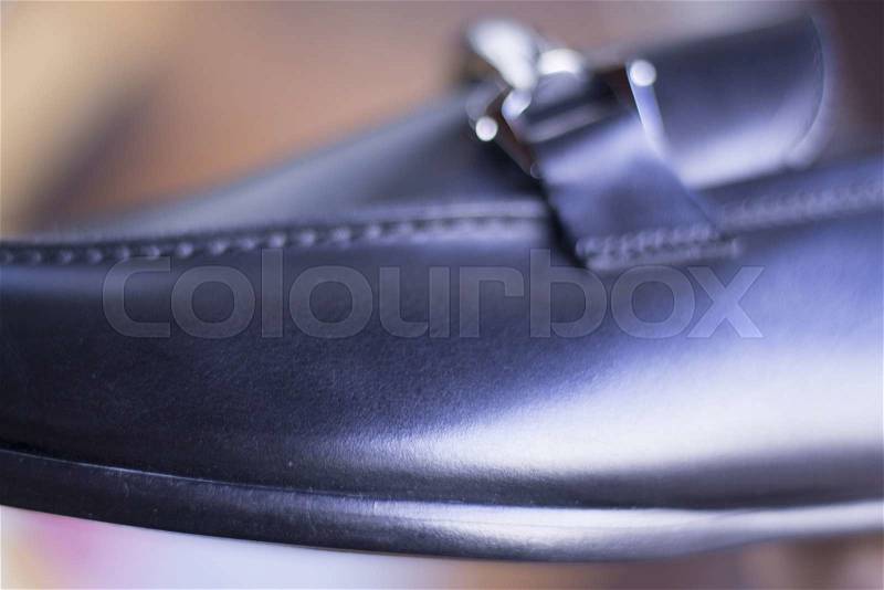 Men\'s black leather luxury hand made formal shoes photo, stock photo