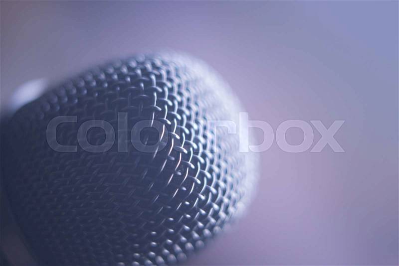 Audio recording vocal studio professional microphone to record singing or voice-overs, stock photo