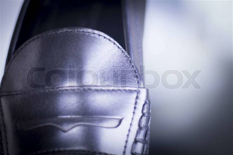 Men\'s black leather luxury hand made formal shoes photo, stock photo