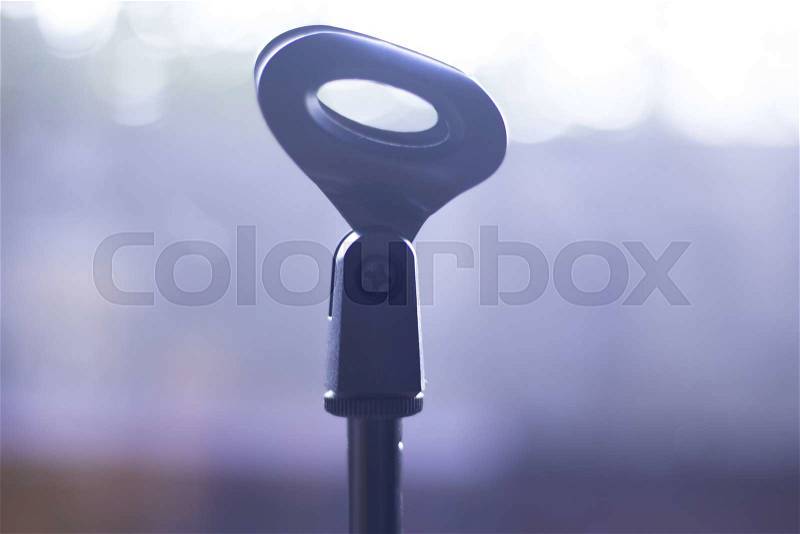 Mic stand for voice microphone to record singing or speaking voice-overs, stock photo