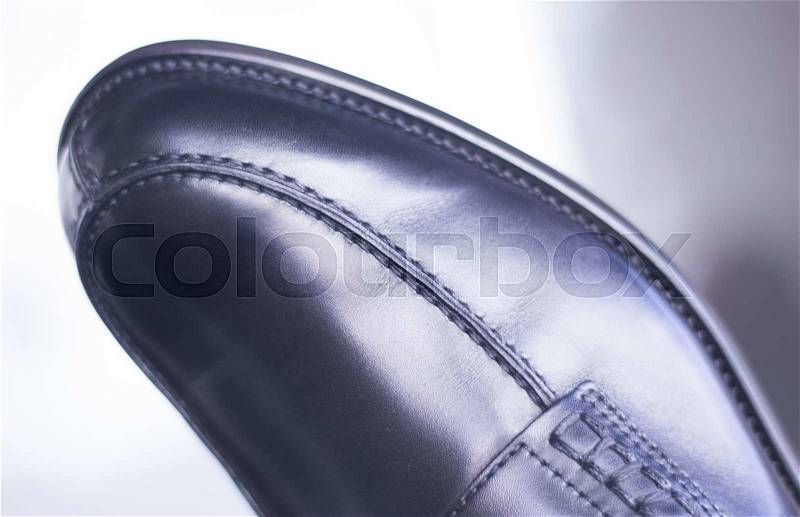 Men's black leather luxury hand made formal shoes photo, stock photo
