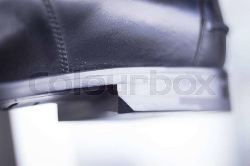 Men\'s black leather luxury hand made formal shoes heel photo, stock photo