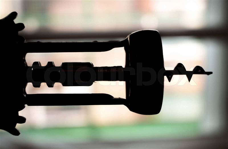 Cork screw wine bottle opener photo, stock photo