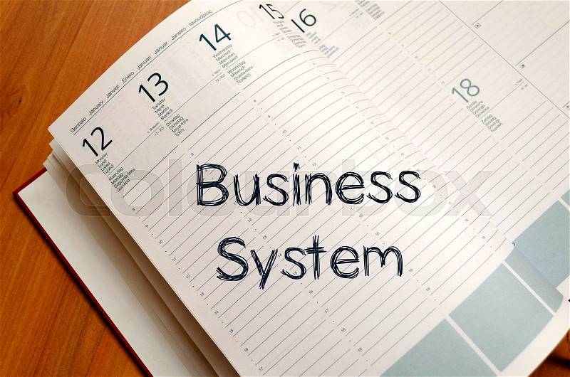 Business system text concept write on notebook , stock photo