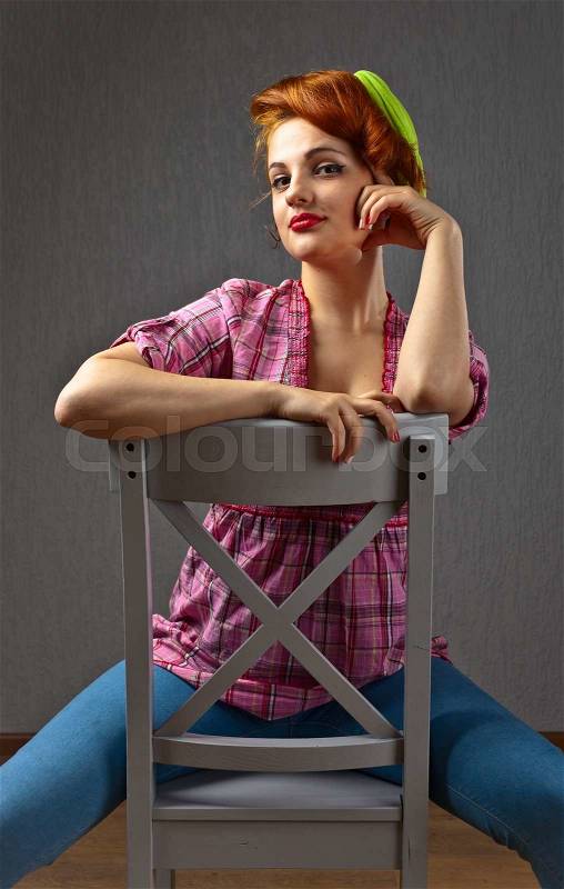 Portrait of young beautiful woman , studio shot, stock photo