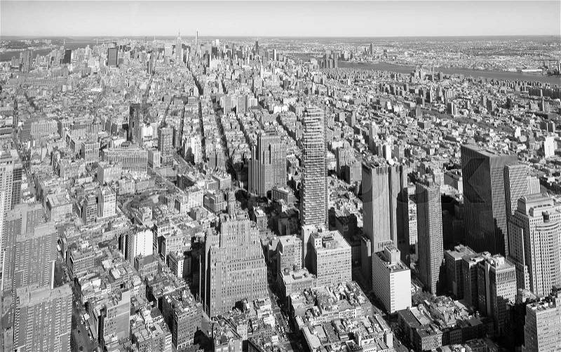 Black and white skyline of Manhattan - New York City - USA, stock photo