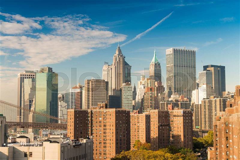Downtown Manhattan. Beautiful New York skyline, stock photo