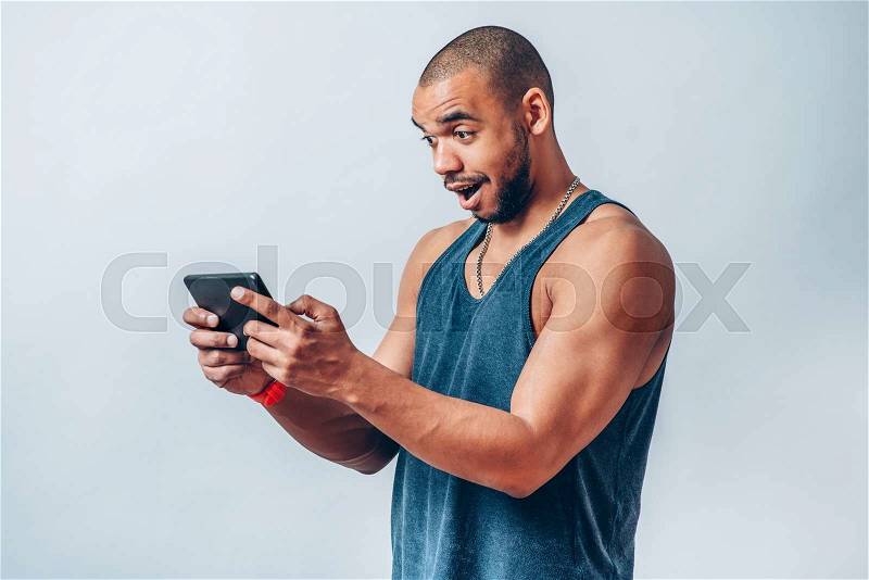 Black man with digit plate, stock photo