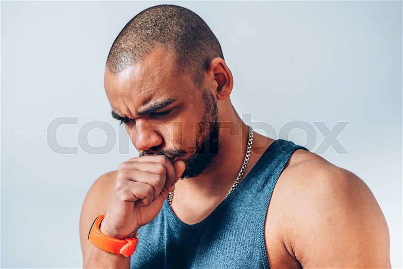 Man coughing, stock photo