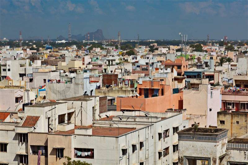 Typical South Indian city Madurai, Tamil Nadu, India, stock photo