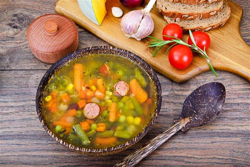 Vegetable Soup. Diet Fitness Nutrition Studio Photo, stock photo