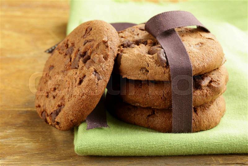 Super chocolate chip cookies - festive meal, stock photo