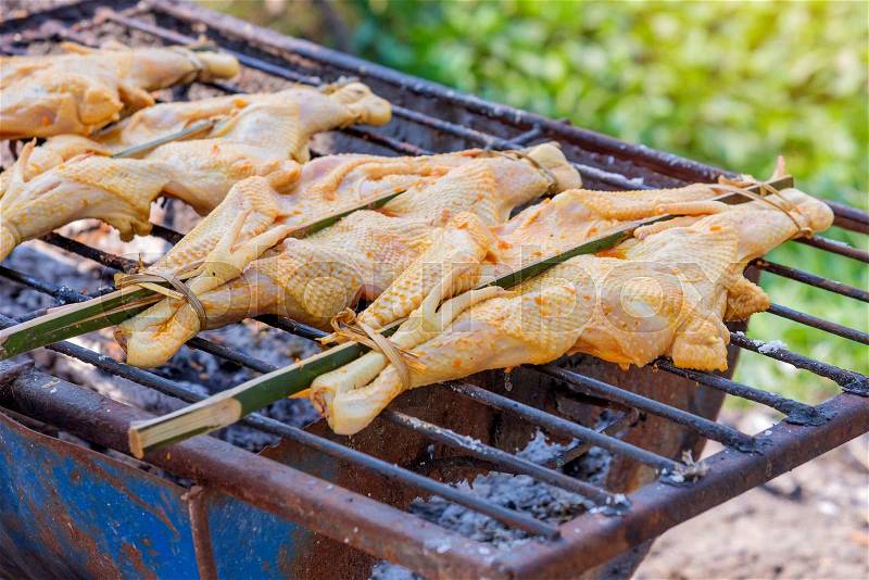 Grill of Chicken on stove Thai food, stock photo