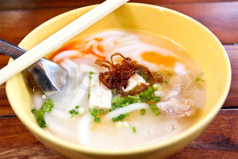 Vietnamese rice Jub ,Vietnamese Noodle Soup , Pork Spare Ribs Rice Noodles Soup, stock photo