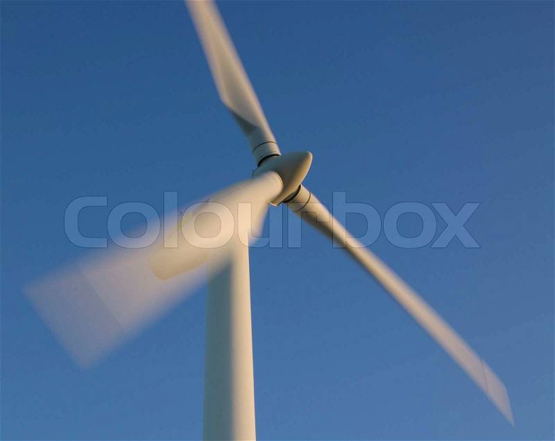 Wind turbine blade at blue sky, stock photo