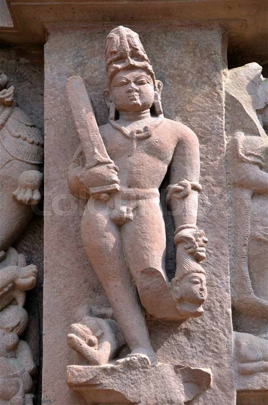 Ancient warrior on the battle field, Khajuraho, AD 930-950, stock photo