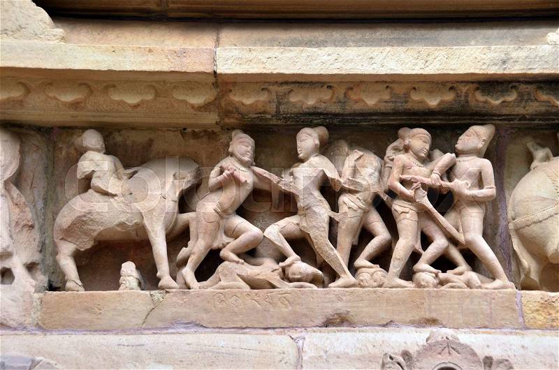 Ancient warriors on the battle field Khajuraho AD 930-950, stock photo