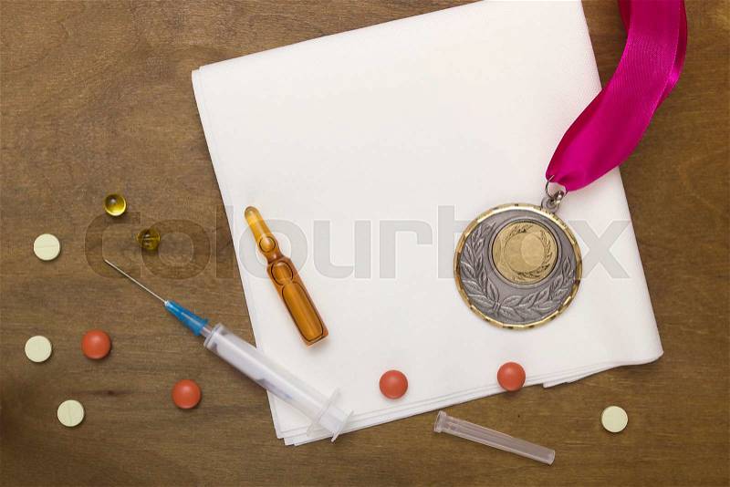 The use of doping for sports records. Doping set for victory, stock photo