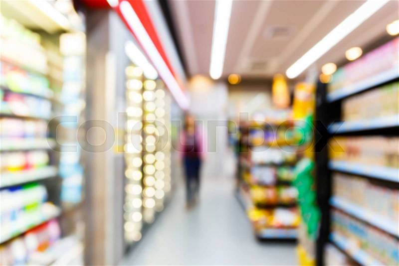 Blurred convenience store, lifestyle shopping concept, stock photo