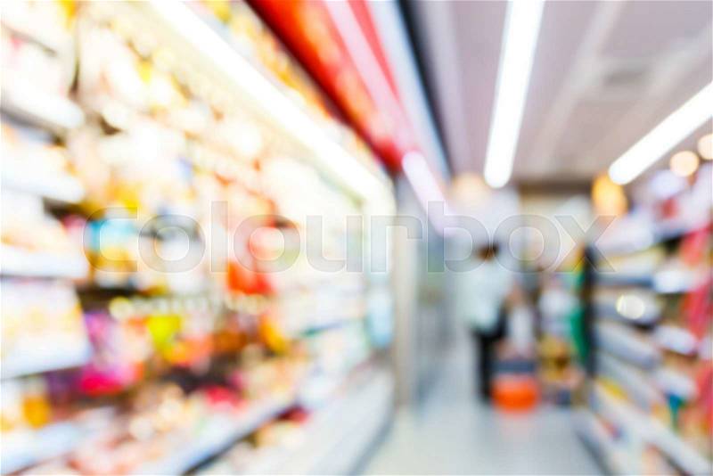 Blurred convenience store, lifestyle shopping concept, stock photo