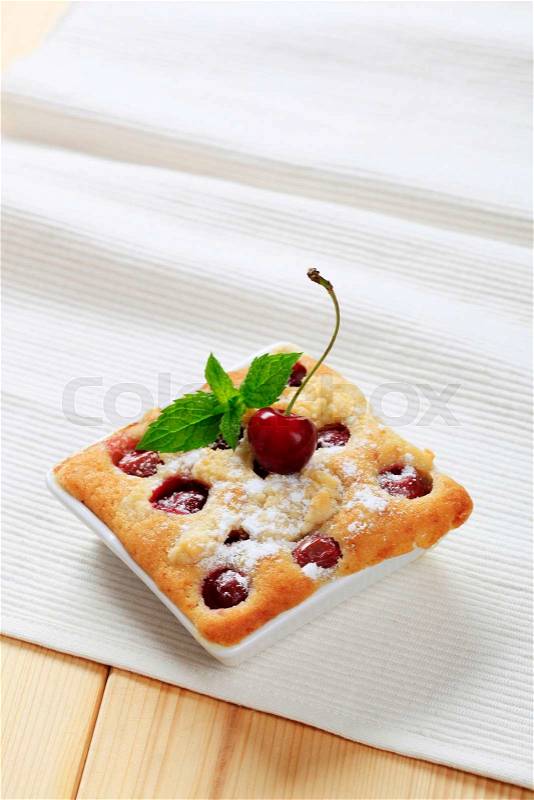 Sponge cake with cherries, stock photo