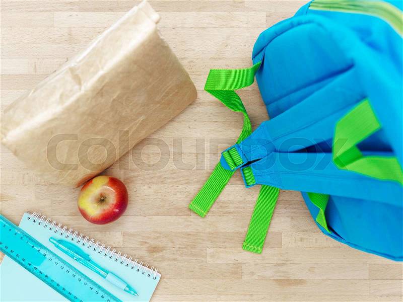 A studio photo of a school lunch bag, stock photo