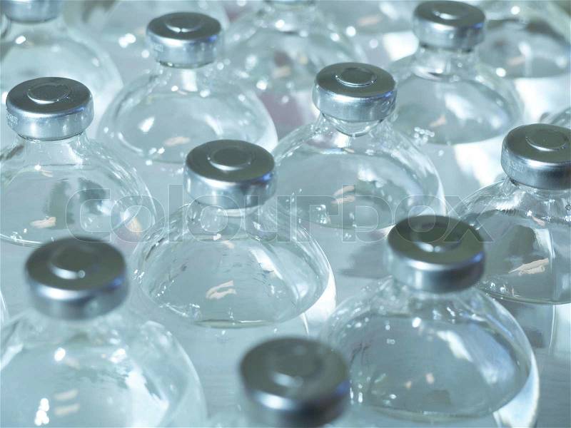 Medicine bottles for injection, stock photo