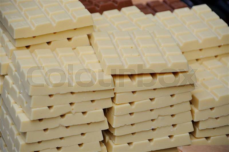 White chocolate bars , stock photo