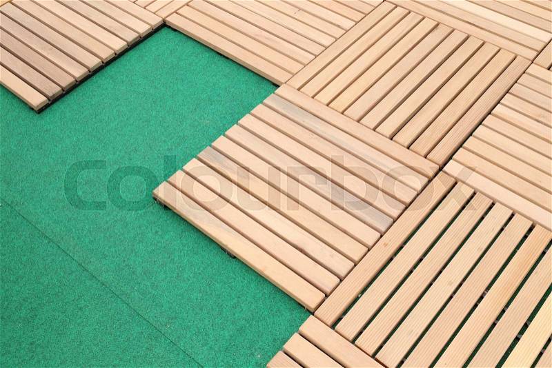 Wood deck panel floor texture background, stock photo
