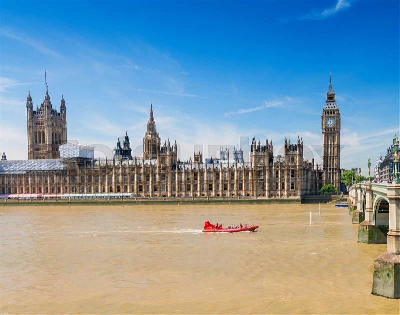 London landmark along river Thames, UK, stock photo