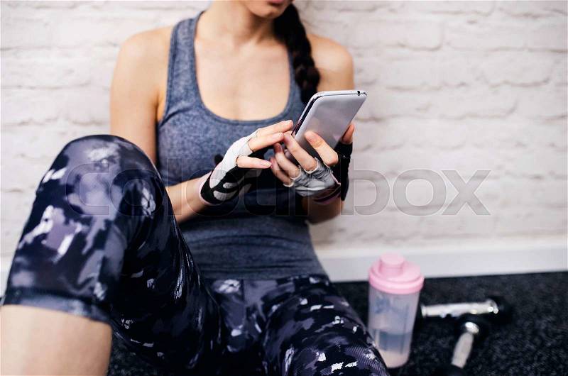Young beautiful women working out in gym, stock photo